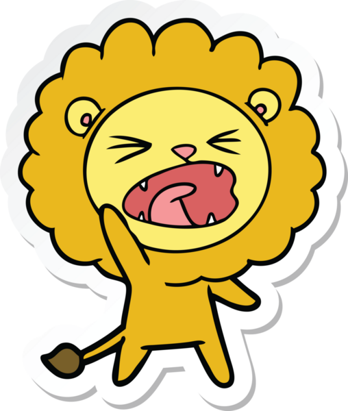 Bir insan tarafından çizilmiş karikatür aslanının çıkartması.