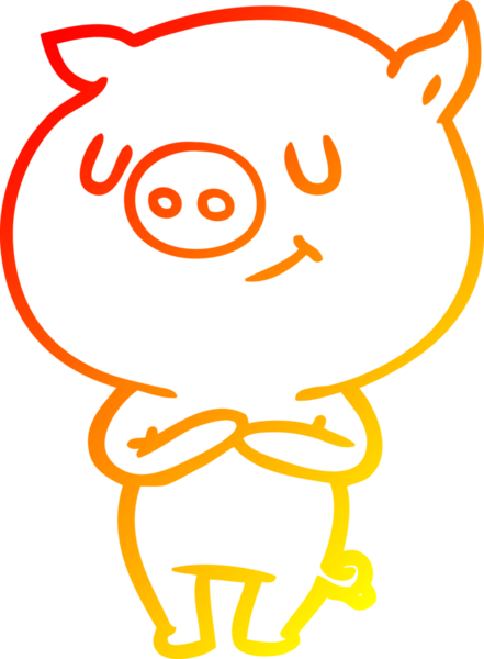 Bir insan tarafından çizilmiş mutlu çizgi film domuzu çizimi.