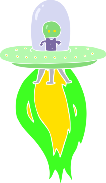 Bir insan tarafından çizilen uçan dairenin düz renk çizimi