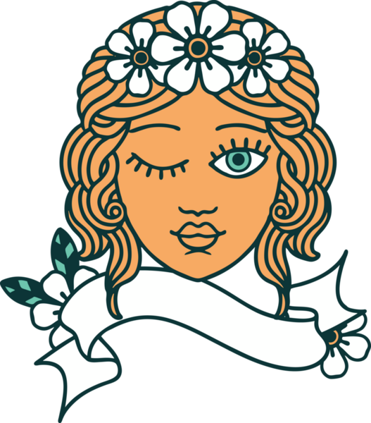 Geleneksel dövmeli, bir insan tarafından çizilmiş genç kızların yüzü.