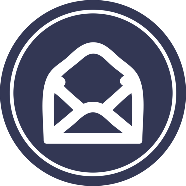 bir insan tarafından çizilmiş zarf harfi dairesel simgesi