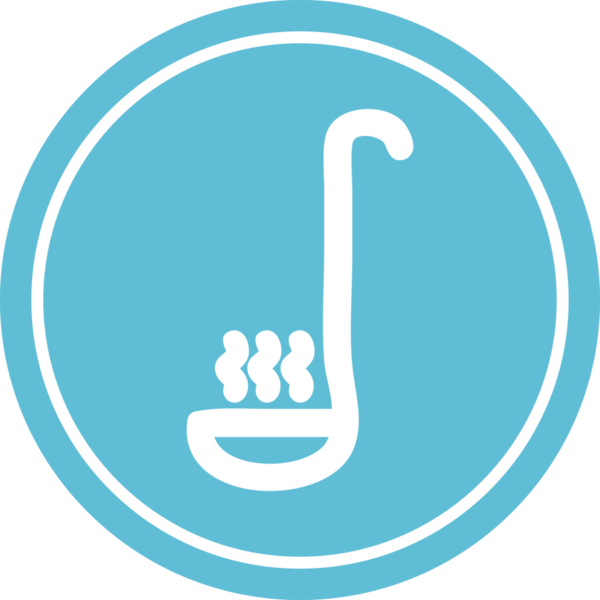 Bir insan tarafından çizilmiş çorba kepçesi yuvarlak simgesi sembolü