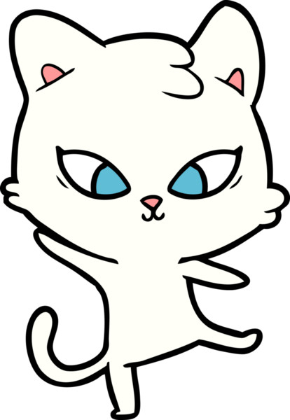 Bir insan tarafından çizilmiş sevimli çizgi film kedisi.