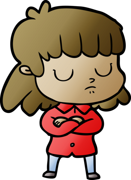 Çizgi film ilgisiz kadın, bir insan tarafından çekilen kollar.