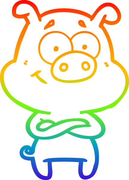 gökkuşağı gradyan çizimi mutlu çizgi domuz çizimi bir insan tarafından çizilmiş