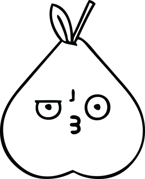 Bir insan tarafından çizilmiş yeşil bir armut çizimi.