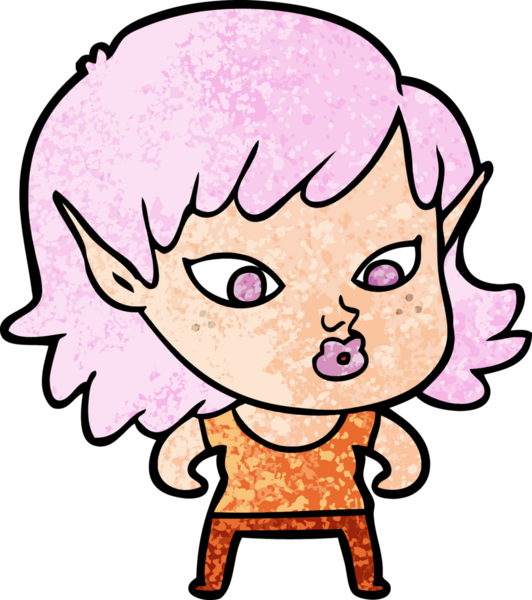 Bir insan tarafından çizilmiş güzel elf kızı.