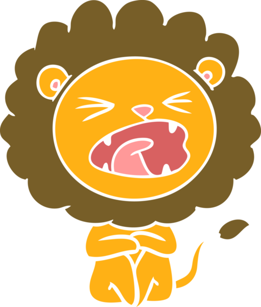 Bir insan tarafından çizilmiş düz renk çizgi film kızgın aslan