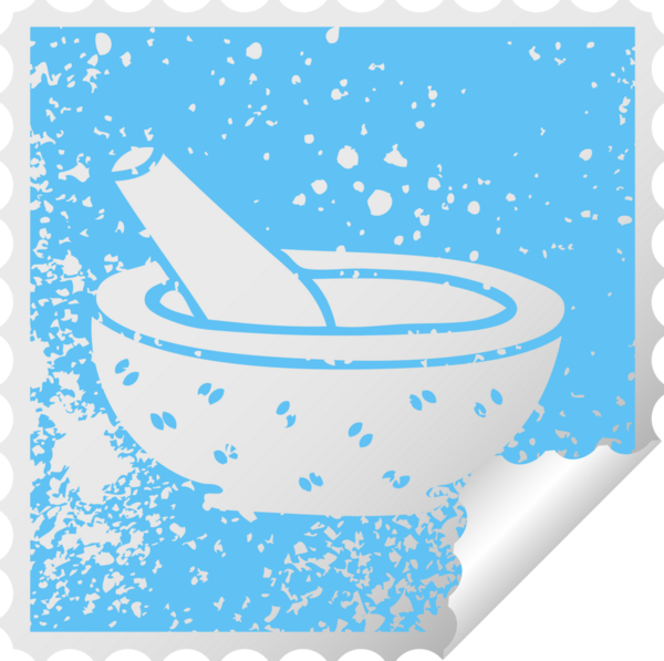 Sıkıntılı kare soyma etiketi tuhaf sembol tokmağı ve bir insan tarafından çizilmiş havan topu.