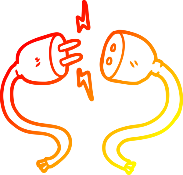 Bir insan tarafından çizilen çizgi film prizi ve soketinin sıcak gradyan çizimi