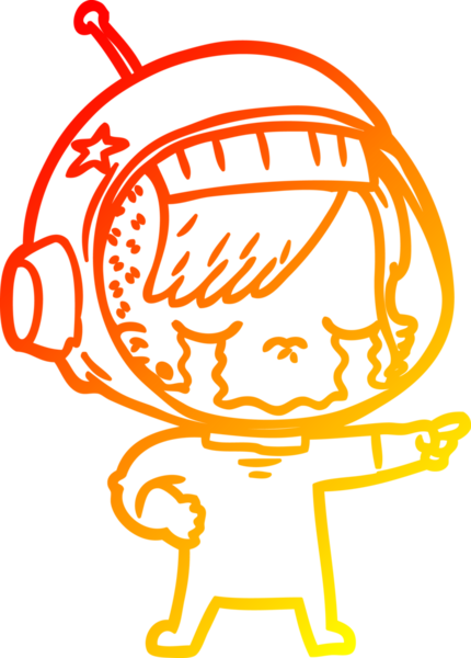 Bir insan tarafından çizilmiş, ağlayan astronot bir kızın sıcak çizgi çizimi