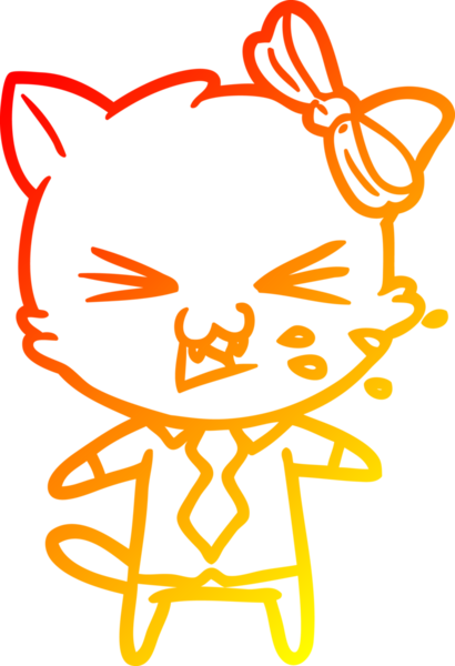 Bir insan tarafından çizilmiş çizgi film kedisinin sıcak çizgi çizimi