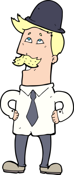 Bir insan tarafından çizilmiş bıyıklı bir çizgi film adamı.