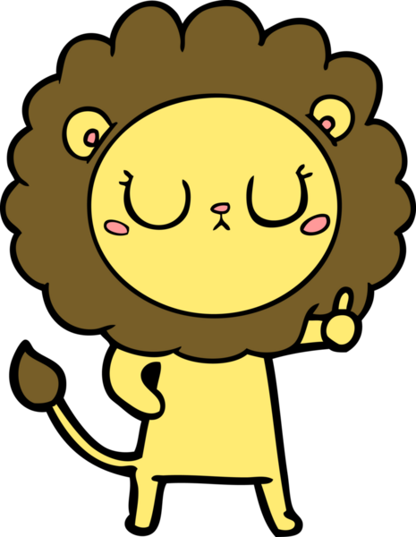 Bir insan tarafından çizilmiş çizgi film aslanı.