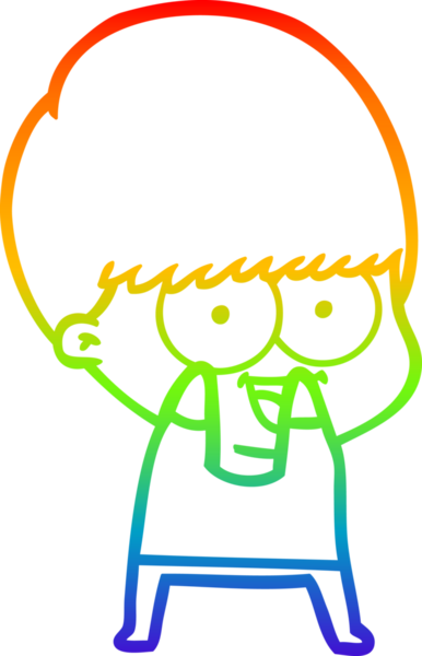 gökkuşağı gradyanı çizimi bir insan tarafından çizilmiş mutlu bir çizgi film çocuğu