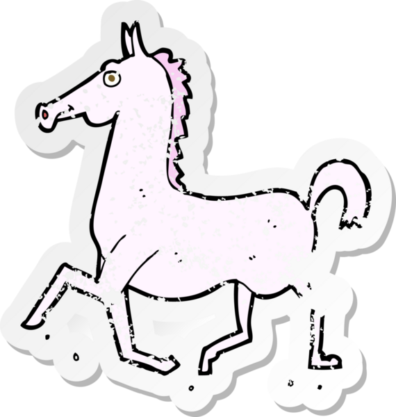 Bir insan tarafından çizilmiş çizgi film atının gerilimli çıkartması.