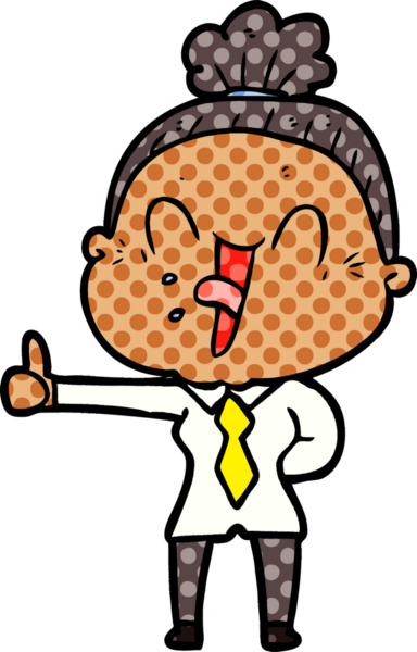 Bir insan tarafından çizilmiş mutlu yaşlı kadın çizgi filmi.