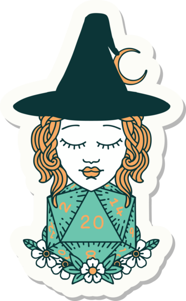 Bir insan tarafından çizilmiş doğal yirmi zarlı bir cadının çıkartması.