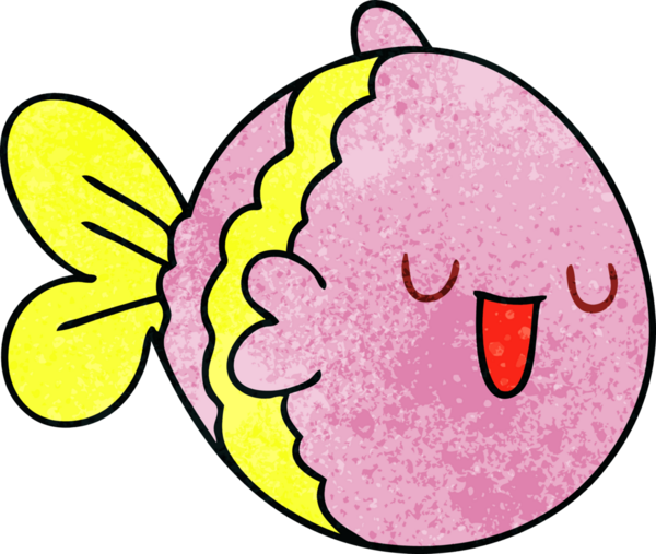 Bir insan tarafından çizilmiş garip bir karikatür balığı.