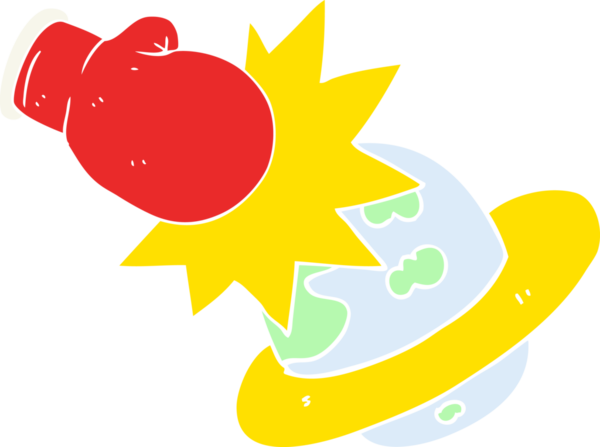 Gezegen bir insan tarafından çizilen bir yumruğun düz renk çizimi