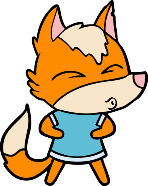 Bir insan tarafından çizilmiş tilki çizgi film karakteri