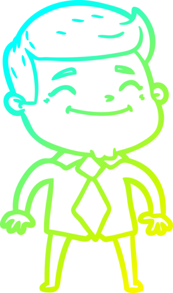 Bir insan tarafından çizilmiş mutlu bir karikatür işadamının soğuk çizgi çizimi.