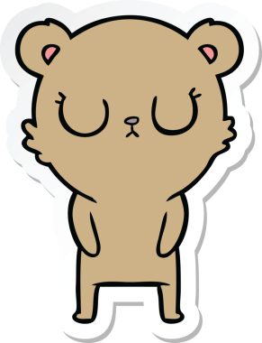 Bir insan tarafından çizilmiş barışçıl bir çizgi film ayısının çıkartması.