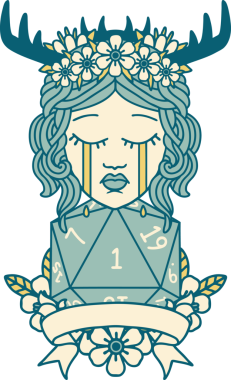 Retro Dövme Tarzı Ağlayan İnsan Druid Bir insan tarafından çizilmiş doğal bir ruloyla