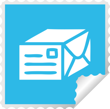 Bir insan tarafından çizilmiş kağıdın kare soyma etiketi karikatürü