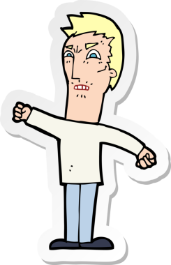 Bir insan tarafından çizilmiş bir karikatür çıkartması.