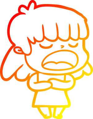 Bir insan tarafından yüksek sesle çizilmiş bir çizgi film kadını çizimi.