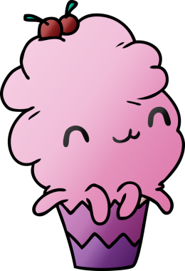 gradyan çizgi film çizimi kawaii ahtapot keki bir insan tarafından çizildi