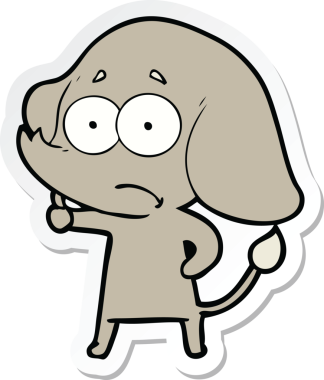 Bir insan tarafından çizilmiş belirsiz bir filin çıkartması.