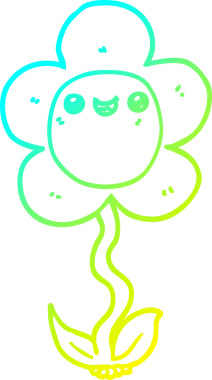 Bir insanın çizdiği karikatür çiçeğinin soğuk gradyan çizgisi.