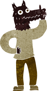 Bir insan tarafından çizilmiş bir fikri olan bir kurt adam.