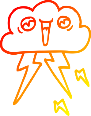 Bir insan tarafından çizilen gök gürültüsü bulutunun sıcak çizgi çizimi