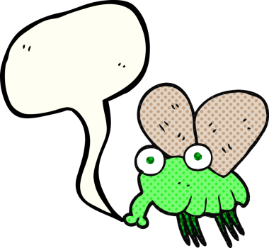 Bir insan tarafından çizilmiş serbest çizilmiş çizgi roman konuşma balonu sineği.