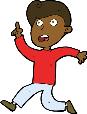 Bir insan tarafından çizilen panikleyen çizgi film çocuğu.