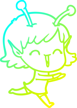 Soğuk gradyan çizgisi, bir insan tarafından çizilmiş gülen uzaylı bir kızın çizimi.