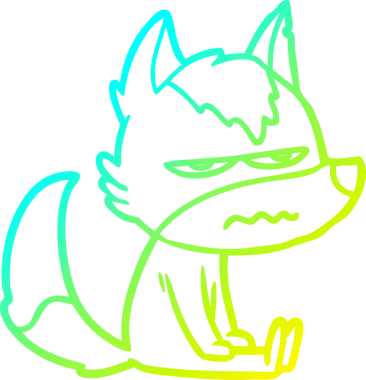 Bir insan tarafından çizilmiş, kızgın bir kurdun soğuk çizgi çizimi.