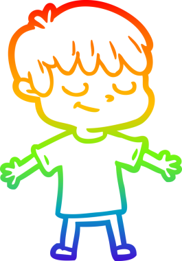 gökkuşağı gradyan çizgi çizimi bir insan tarafından çizilmiş mutlu bir çocuk