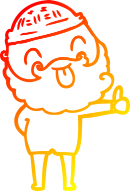 Sakallı bir adamın insan tarafından çizilmiş sıcak bir çizgi çizimi.