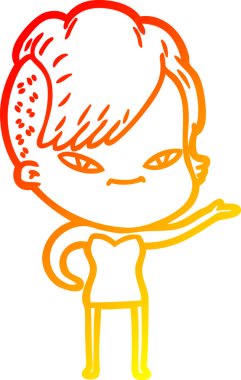 Hipster saç kesimi bir insan tarafından çizilmiş güzel bir çizgi film kızı çizimi.