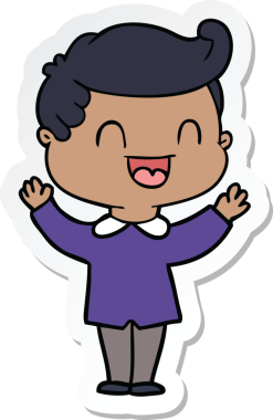 Bir insan tarafından çizilmiş mutlu bir adamın çıkartması.