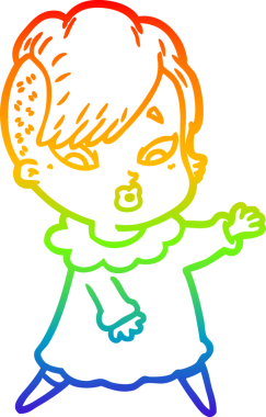 gökkuşağı gradyanı çizimi bir çizgi film kızı şaşırttı bir insan tarafından çizildi