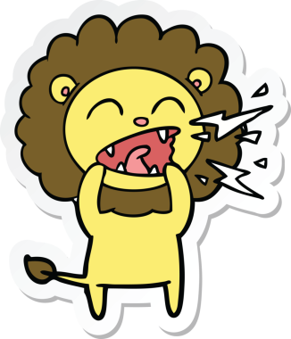 Bir insan tarafından çizilmiş kükreyen aslanın çıkartması.