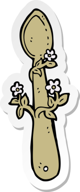 Bir insan tarafından çizilmiş tahta bir kaşığın çıkartması.