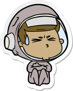 Bir insan tarafından çizilmiş astronotun çizdiği bir çizgi film çıkartması.