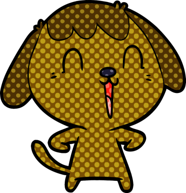 Bir insan tarafından çizilmiş şirin bir çizgi film köpeği.