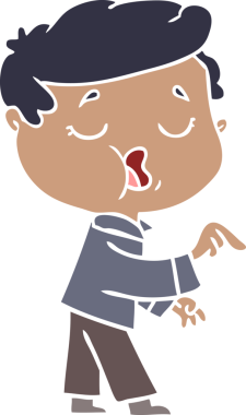 Bir insan tarafından çizilmiş düz renkli karikatür adam